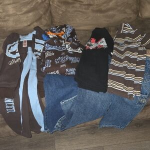 Echo Brown and Blue Casual Sweatshirts & Hoodies